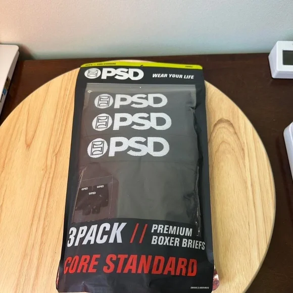 PSD 3 Pack Premium Boxer Briefs Core Standard All Black Sizes Medium & XL NEW - Picture 1 of 3